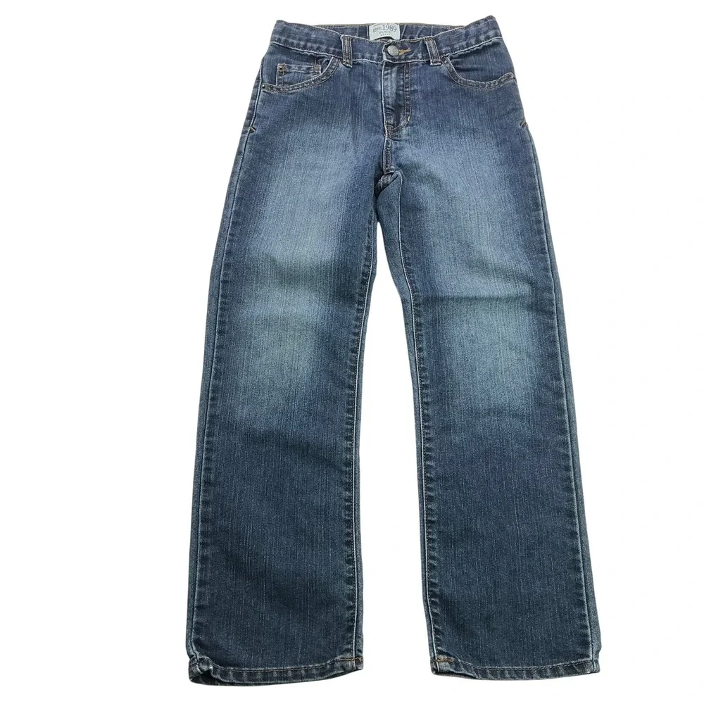 Childrens Place Blue Straight Leg Jeans Kids Size 8 Adjustable Waist Denim